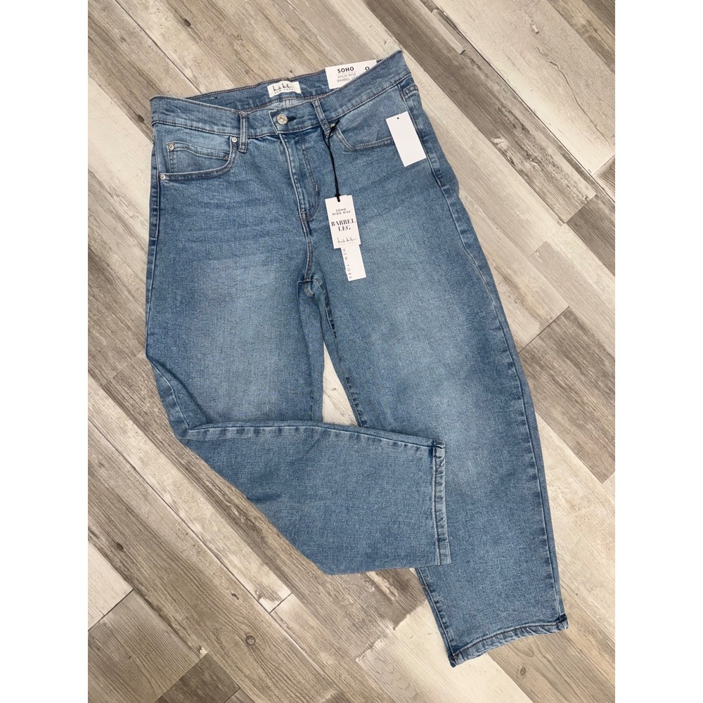 Nicole Miller New York Soho Barrel Leg Jeans Women Light Blue High Rise Size 8